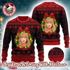 Taylor Swift Merry Swiftmas Xmas Wreath 2025 Knitted Ugly Christmas Sweater