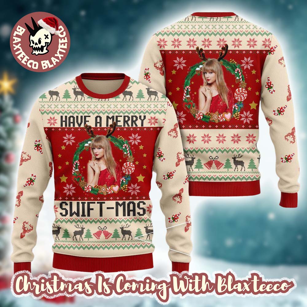 Taylor Swift Reindeer Have A Merry Swiftmas The Eras Tour Knitted Ugly Christmas Sweater Taylor Swift Reindeer Have A Merry Swiftmas The Eras Tour Knitted Ugly Christmas Sweater
