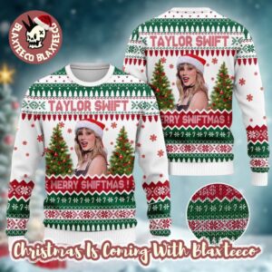 Taylor Swift Santa Happy Christmas Holiday Style Knitted White Ugly Christmas Sweater