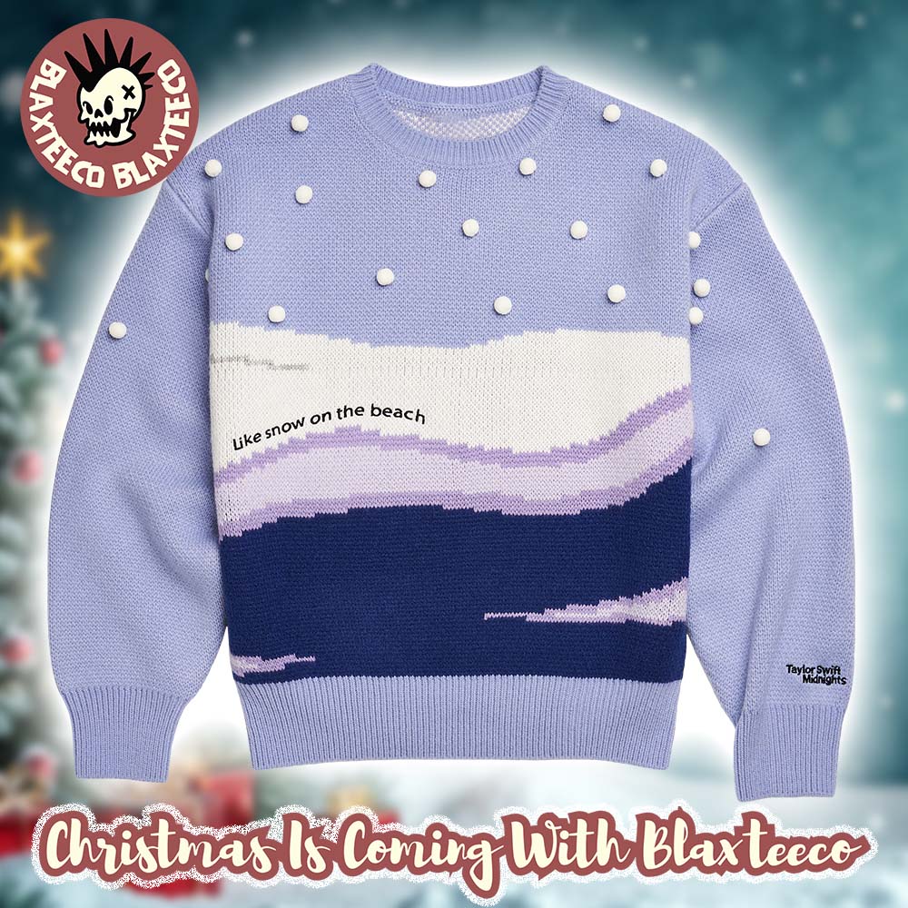 Taylor Swift The Holiday Collection 2025 Midnights Like Snow On The Beach Knit Purple Holiday Christmas Sweater Taylor Swift The Holiday Collection 2025 Midnights Like Snow On The Beach Knit Purple Holiday Christmas Sweater