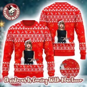 Taylor Swift With Santa Hat Signature Red Knitted Ugly Christmas Sweater