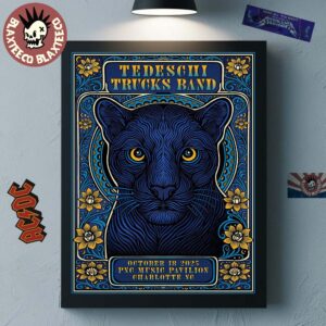 Tedeschi Trucks Band Charlotte North Carolina 2025 Venue Poster At PNG Music Pavilion On October 18 2025 The Black Panther Art Home Decor Poster Canvas
