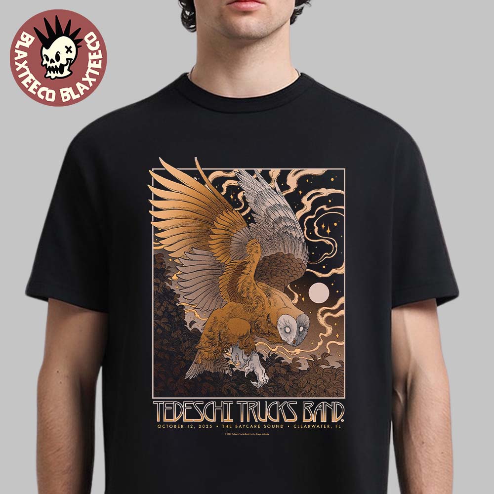 Tedeschi Trucks Band Clearwater Florida 2025 Venue Poster At The Baycare Sound On October 12 2025 The Owl Art Unisex T-Shirt Tedeschi Trucks Band Clearwater Florida 2025 Venue Poster At The Baycare Sound On October 12 2025 The Owl Art Unisex T-Shirt