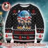 The Beatles Band Graphic With Music Notes Pattern Black Ugly Christmas Sweater