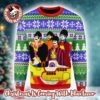 The Beatles Iconic Abbey Road Band Members With Santa Hats Snowy Street Grey Ugly Christmas Sweater