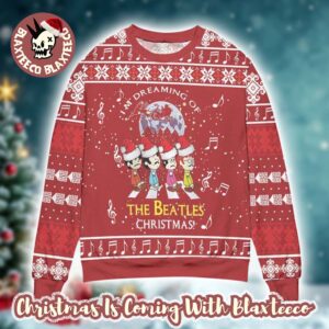 The Beatles I’m Dreaming Of The Beatles Chrismas Music Notes Peanuts Style Red Ugly Christmas Sweater