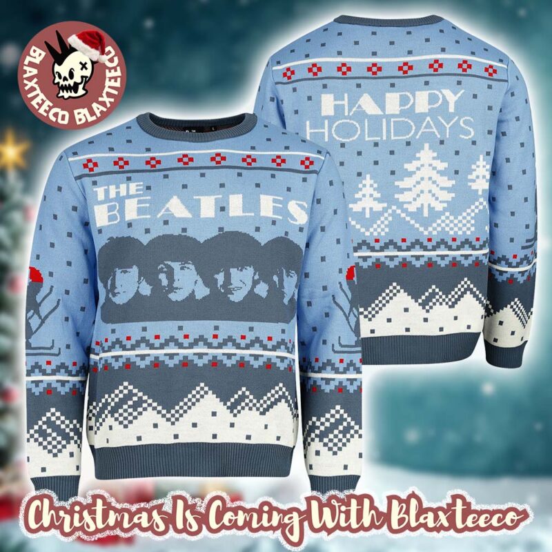 The Beatles Young Band Members Happy Holidays Blue Ugly Christmas Sweater Jumper g3kvv x28ztu.jpg