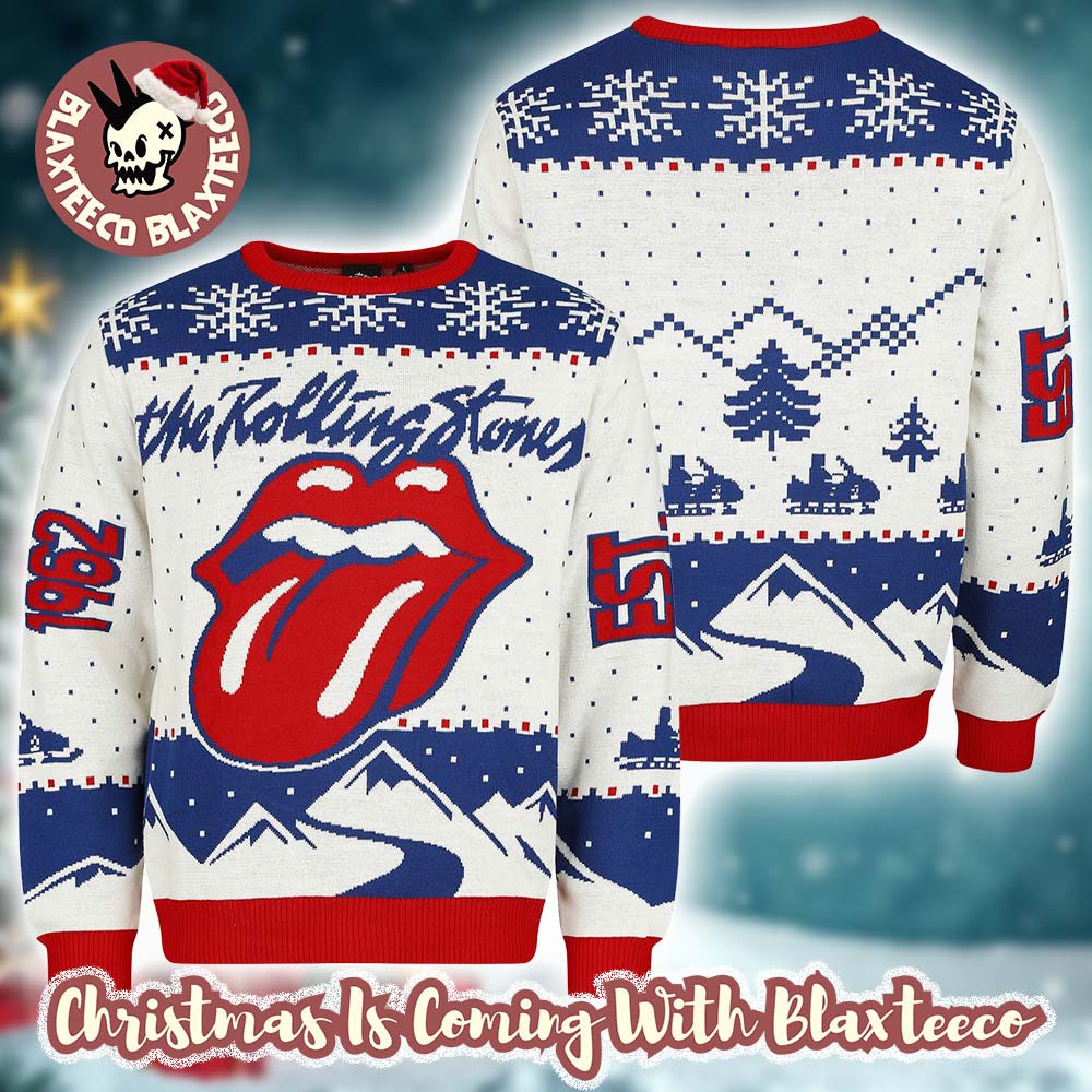 The Rolling Stones Est 1962 Big Logo Winter Holiday Vibe Ugly Christmas Sweater