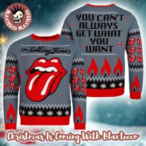 The Rolling Stones You Can’t Always Get What You Want Big Tougue Signature Logo 2025 Knitted Holiday Sweater Christmas Jumper