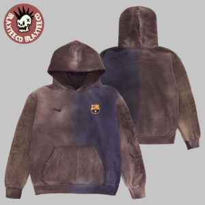 Travis Scott Cactus Jack X Nike X FC Barcelona Brown And Blue Split Dye Crest Hoodie