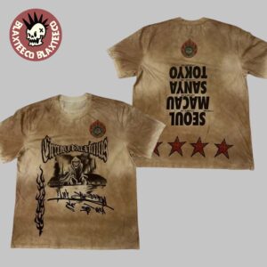 Travis Scott Live From Asia Circus Maximus Tour 2025 Merch Skeleton Witch With Country List T-Shirt