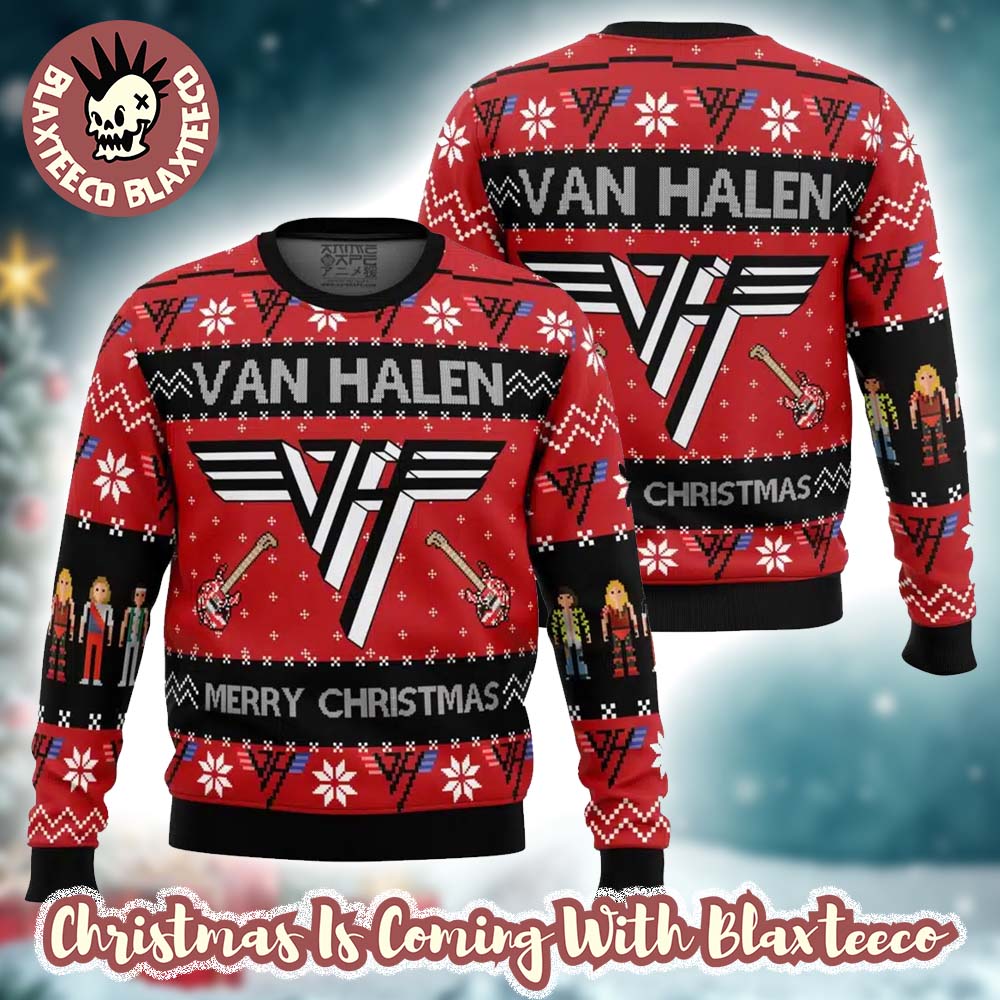 Van Halen Big Logo Ugly Merry Christmas Ugly Christmas Sweater Van Halen Big Logo Ugly Merry Christmas Ugly Christmas Sweater
