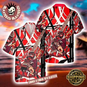 Van Halen Eddie Guitar Band Signature Hard Rock Red Hawaiian Shirt 2025