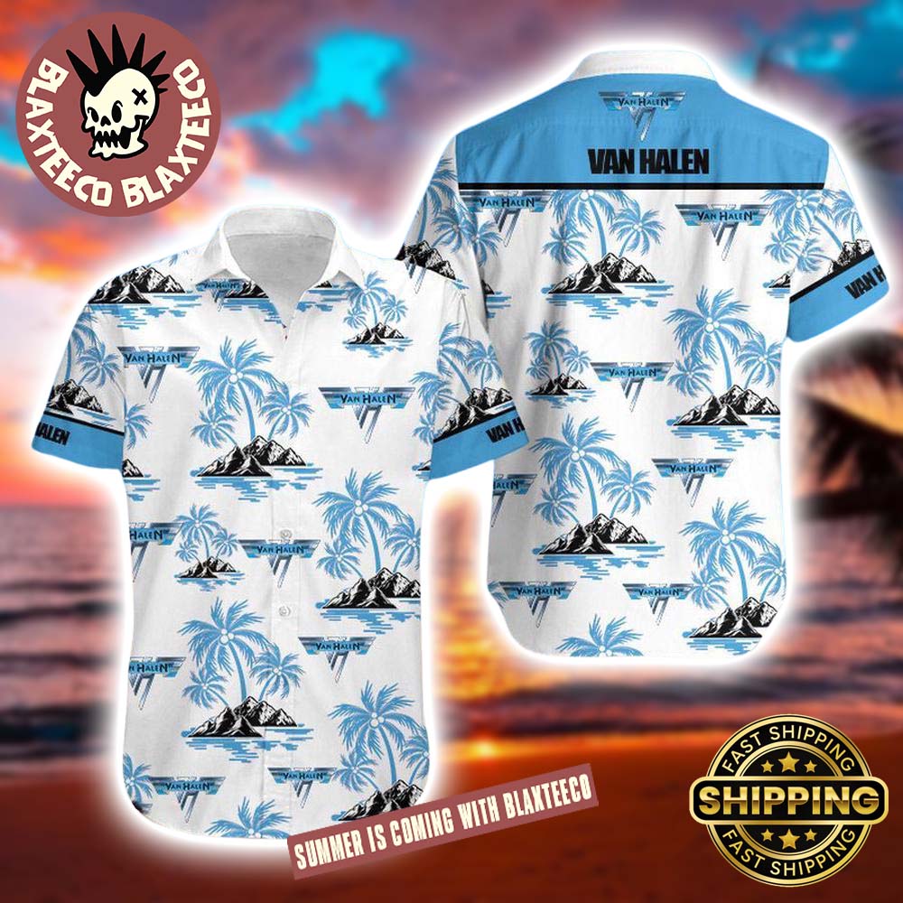 Van Halen Palm Tree Hard Rock Logo Pattern Hawaiian shirt Van Halen Palm Tree Hard Rock Logo Pattern Hawaiian shirt