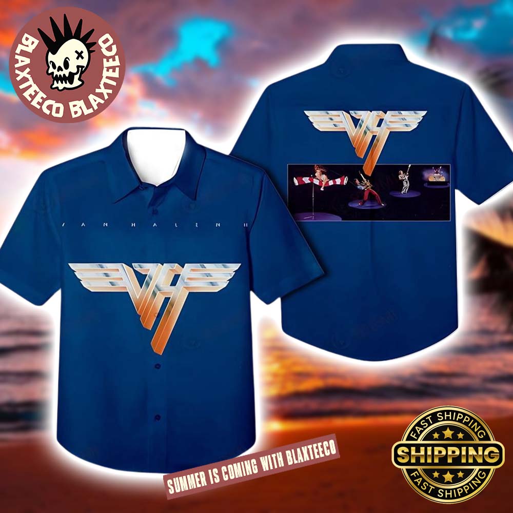 Van Halen Retro Logo Van Halen II Blue Hawaiian Shirt 2025 For Fans Van Halen Retro Logo Van Halen II Blue Hawaiian Shirt 2025 For Fans