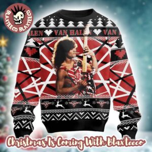 Van Halen Rock Band Eddie Runnin With The Devil Guitar Solo Signature Ugly Christmas Sweater