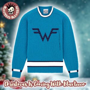 Weezer Big Logo Blue Ugly Christmas Sweater