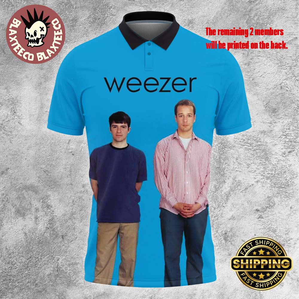Weezer Blue Album Cover Band Member Photo Polo Shirt