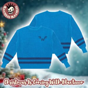 Weezer Blue Fisherman Knitted Ugly Christmas Sweater
