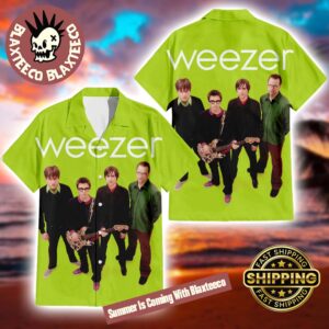 Weezer Green Album Cover Band Member Photo Summer 2025 Hawaiian Shirt