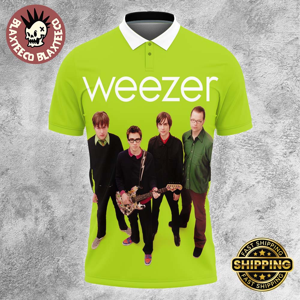 Weezer Green Album Cover Band Member Photo Summer Polo Shirt