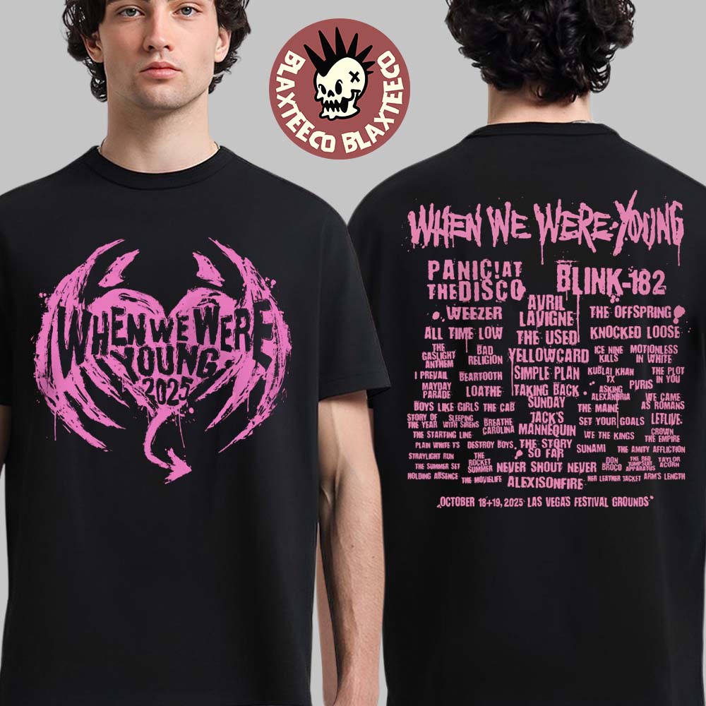 When We Were Young Festival 2025 Exclusive Merch Tee On October 18-19 2025 In Las Vegas Winged Heart Lineup T-Shirt When We Were Young Festival 2025 Exclusive Merch Tee On October 18-19 2025 In Las Vegas Winged Heart Lineup T-Shirt