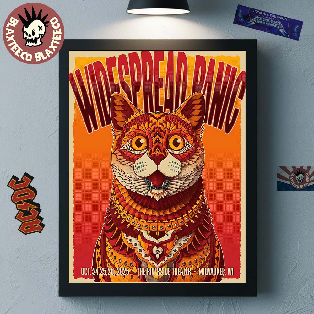 Widespread Panic Milwaukee Wisconsin 2025 Event Poster At Riverside Theater On October 24 25 26 2025 The Cat Art Home Decor Poster Canvas Widespread Panic Milwaukee Wisconsin 2025 Event Poster At Riverside Theater On October 24 25 26 2025 The Cat Art Home Decor Poster Canvas