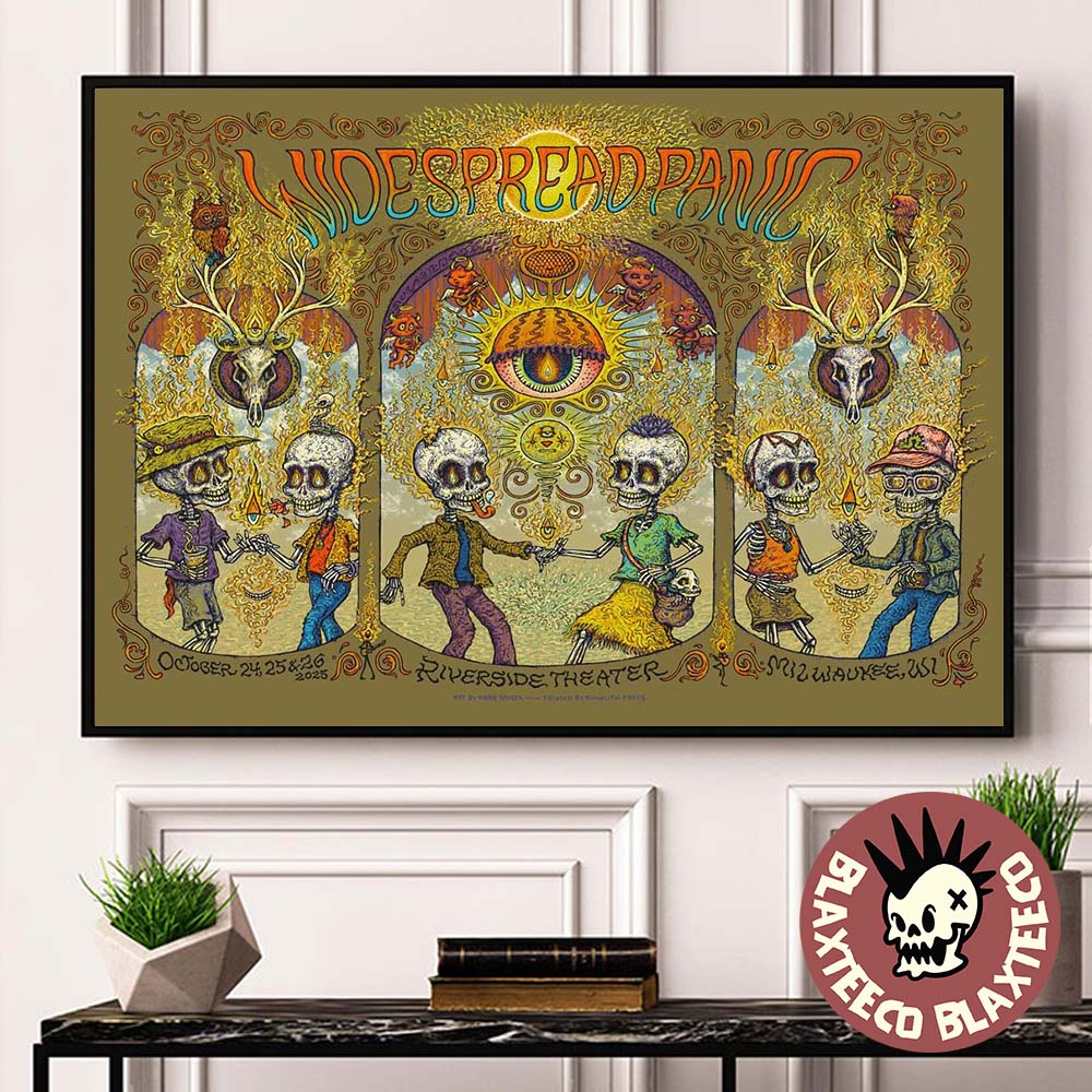 Widespread Panic Milwaukee Wisconsin 2025 Event Poster At Riverside Theater On October 24 25 26 2025 The Skeletons Art Landscape Poster Canvas Widespread Panic Milwaukee Wisconsin 2025 Event Poster At Riverside Theater On October 24 25 26 2025 The Skeletons Art Landscape Poster Canvas