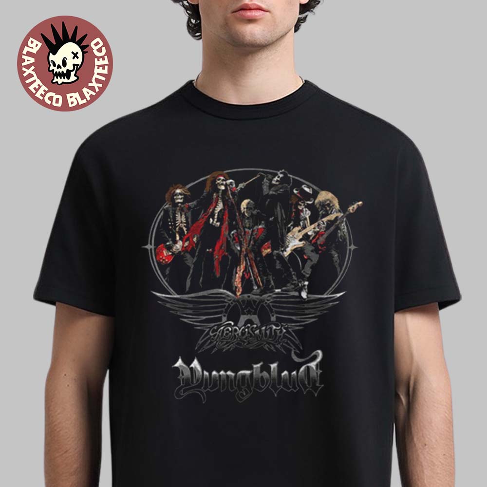 Yungblud X Aerosmith One More Time Illustrated Skeleton T-Shirt Yungblud X Aerosmith One More Time Illustrated Skeleton T-Shirt