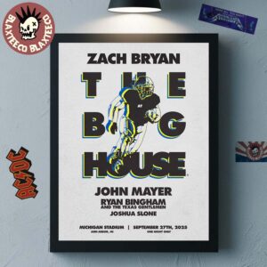 Zach Bryan x Michigan Wolverines Live From The Big House Ann Arbor Michigan On September 27 2025 Football Player Poster Canvas For Home Decor