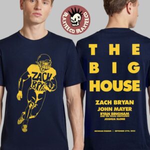 Zach Bryan x Michigan Wolverines Live From The Big House Ann Arbor Michigan On September 27 2025 Football Player Two Sided Navy T-Shirt