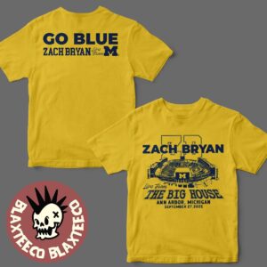Zach Bryan x Michigan Wolverines Live From The Big House Ann Arbor Michigan On September 27 2025 Go Blue Yellow Golden T-Shirt