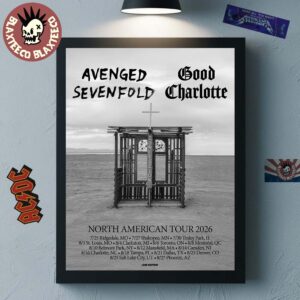 Avenged Sevenfold X Good Charlotte North American Tour 2026 City Dates Home Decor Poster Canvas