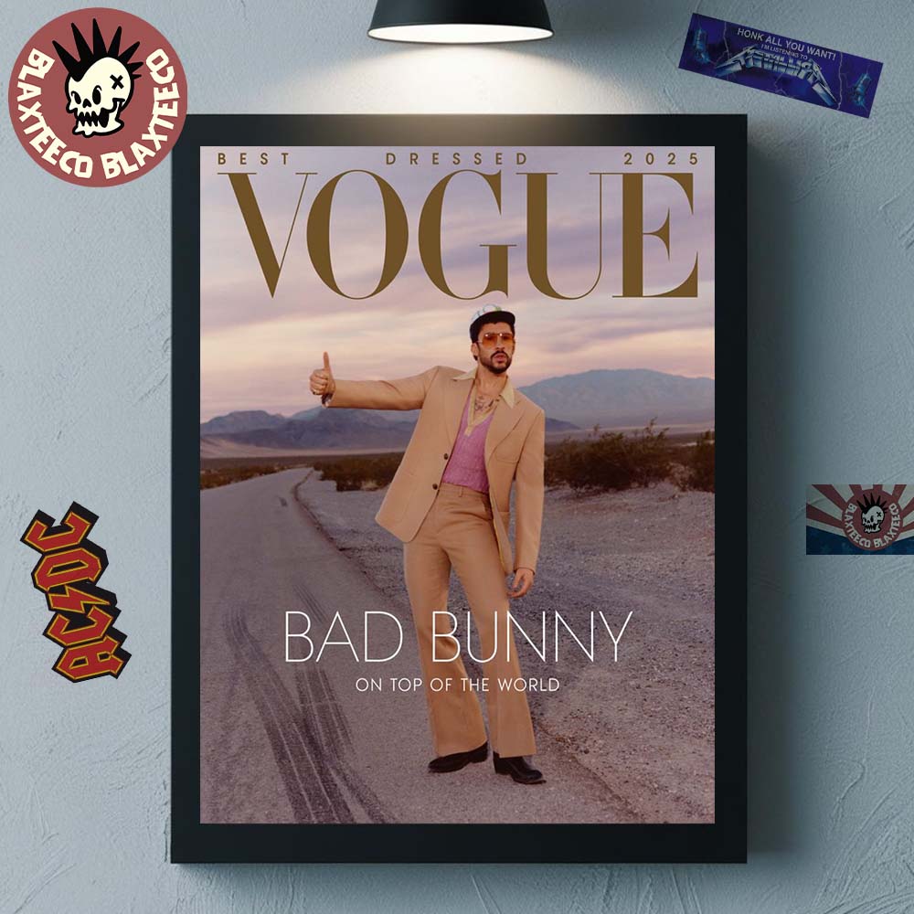 Bad Bunny Graces The Cover Of Vogue Magazine Best Dressed 2025 On Top Of The World Home Decor Poster Canvas Bad Bunny Graces The Cover Of Vogue Magazine Best Dressed 2025 On Top Of The World Home Decor Poster Canvas
