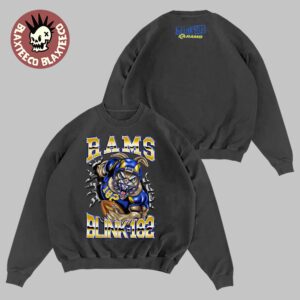 Blink 182 X Los Angeles Rams Touchdown Bunny Football Player Black Crewneck Sweater