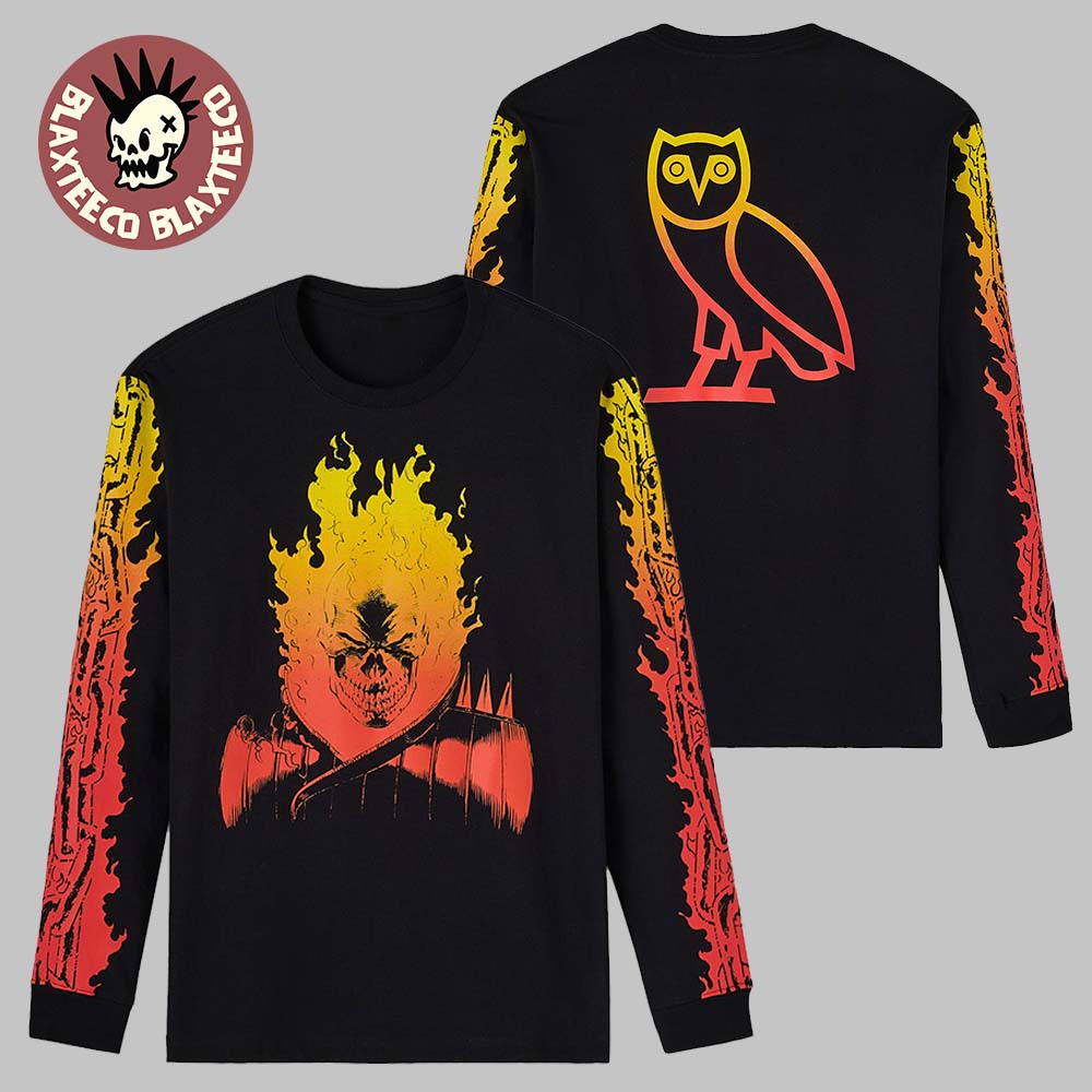 Drake OVO X Marvel Ghost Rider It Long Sleeve T-Shirt Drake OVO X Marvel Ghost Rider It Long Sleeve T-Shirt