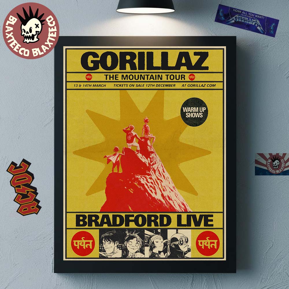 Gorillaz The Mountain Tour Warm Up Shows 2026 Bradford Live On 13 and 14 March 2026 Home Decor Poster Canvas Gorillaz The Mountain Tour Warm Up Shows 2026 Bradford Live On 13 and 14 March 2026 Home Decor Poster Canvas