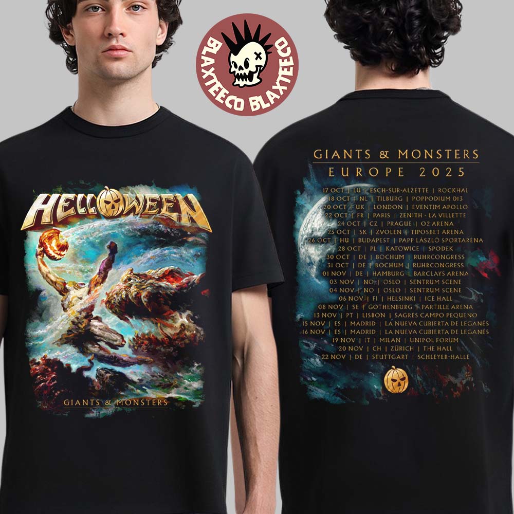 Helloween Giants And Monsters Europe 2025 Tour Two Sided T-Shirt Helloween Giants And Monsters Europe 2025 Tour Two Sided T-Shirt