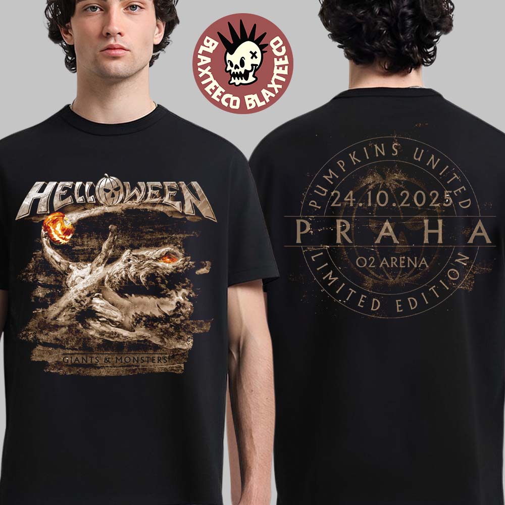 Helloween Giants And Monsters Tour 2025 Vintage Orange Pumpkin Praha At O2 Arena On November 24 2025 T-Shirt Helloween Giants And Monsters Tour 2025 Vintage Orange Pumpkin Praha At O2 Arena On November 24 2025 T-Shirt