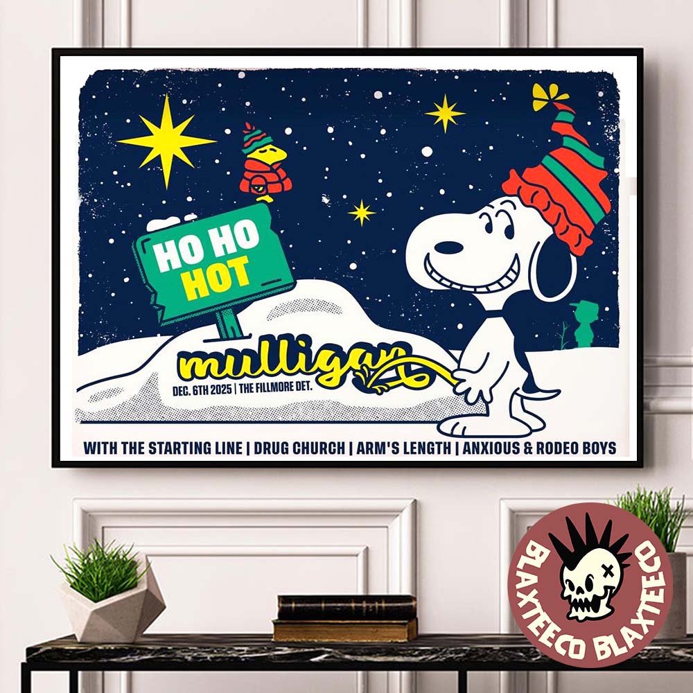 Ho Ho Hot Mulligan Detroit Michigan 2025 Night 1 VIP Poster At The Fillmore On December 6 2025 Festive Holiday Snoopy Decor Poster Canvas Ho Ho Hot Mulligan Detroit Michigan 2025 Night 1 VIP Poster At The Fillmore On December 6 2025 Festive Holiday Snoopy Decor Poster Canvas