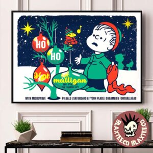 Ho Ho Hot Mulligan Detroit Michigan 2025 Night 2 VIP Poster At The Fillmore On December 7 2025 Festive Holiday Charlie Brown And Woodstock Poster Canvas