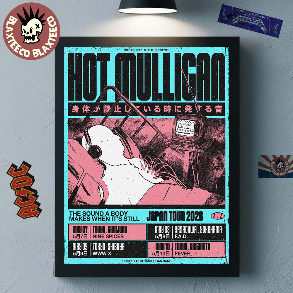 Hot Mulligan The Sound A Body Makes When It's Still Japan Tour 2026 Official Artwork With Dates Decor Poster Canvas Hot Mulligan The Sound A Body Makes When It's Still Japan Tour 2026 Official Artwork With Dates Decor Poster Canvas
