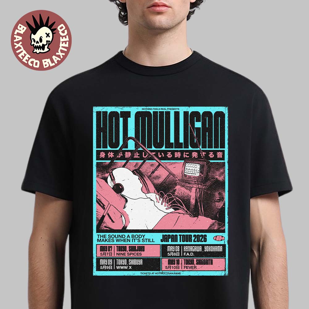 Hot Mulligan The Sound A Body Makes When It's Still Japan Tour 2026 Official Artwork With Dates T-Shirt Hot Mulligan The Sound A Body Makes When It's Still Japan Tour 2026 Official Artwork With Dates T-Shirt