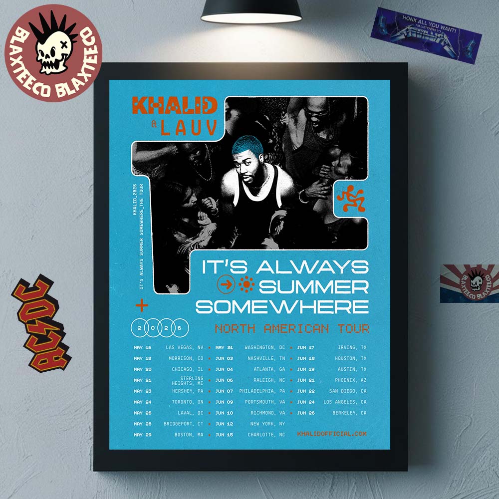 Khalid And Lauv It's Always Summer Somewhere North American Tour 2026 City Dates Home Decor Poster Canvas Khalid And Lauv It's Always Summer Somewhere North American Tour 2026 City Dates Home Decor Poster Canvas