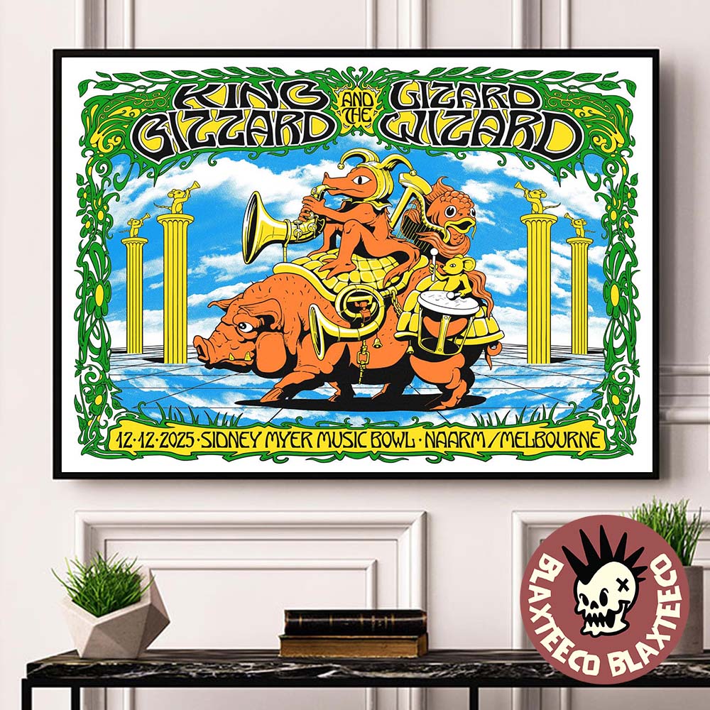 King Gizzard And The Lizard Wizard Naarm Melbourne 2025 Event Poster At Sidney Myer Music Bowl On December 12 2025 Decor Poster Canvas King Gizzard And The Lizard Wizard Naarm Melbourne 2025 Event Poster At Sidney Myer Music Bowl On December 12 2025 Decor Poster Canvas