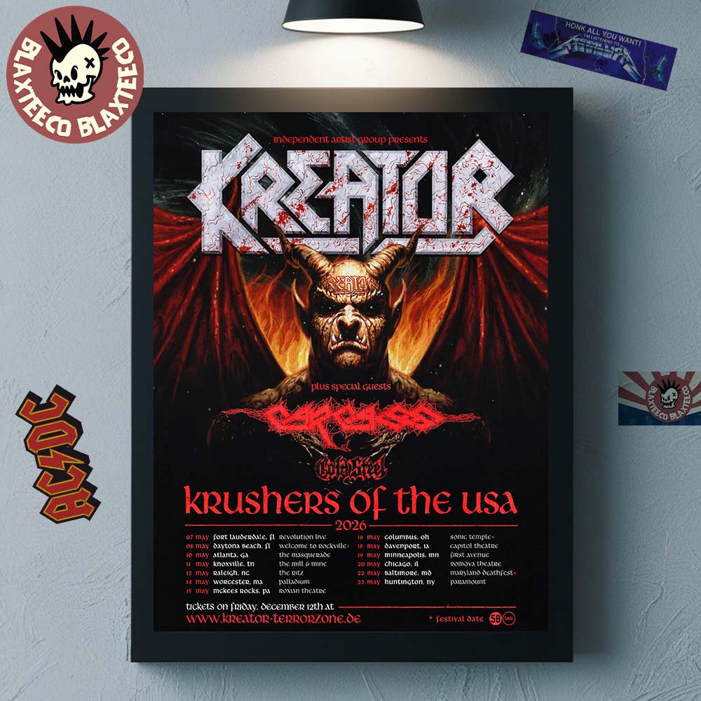 Kreator Krushers Of The USA 2026 Schedule Tour Dates Home Decor Poster Canvas Kreator Krushers Of The USA 2026 Schedule Tour Dates Home Decor Poster Canvas
