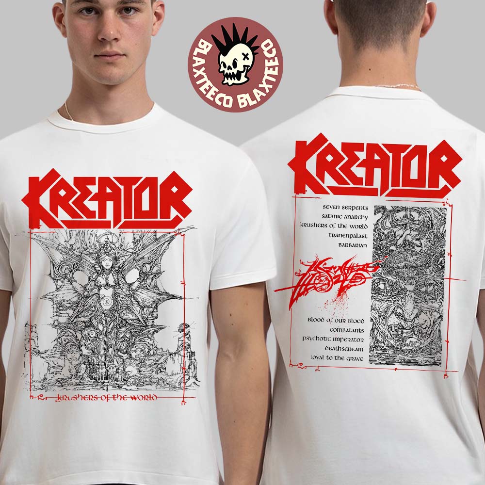 Kreator Krushers of The World Tracklist Two Sided T-Shirt Kreator Krushers of The World Tracklist Two Sided T-Shirt