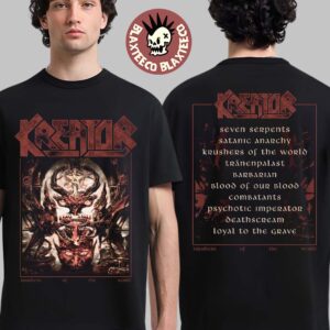 Kreator Krushers of The World Vintage Cover Tracklist Two Sided T-Shirt