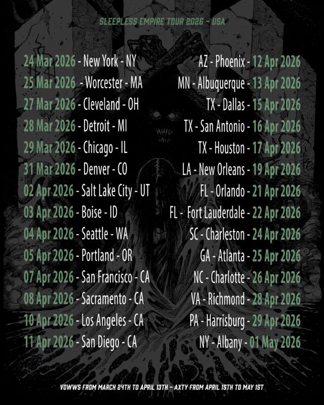 Lacuna Coil Sleepless Empire Tour 2026 North America Schedule Dates Bakc