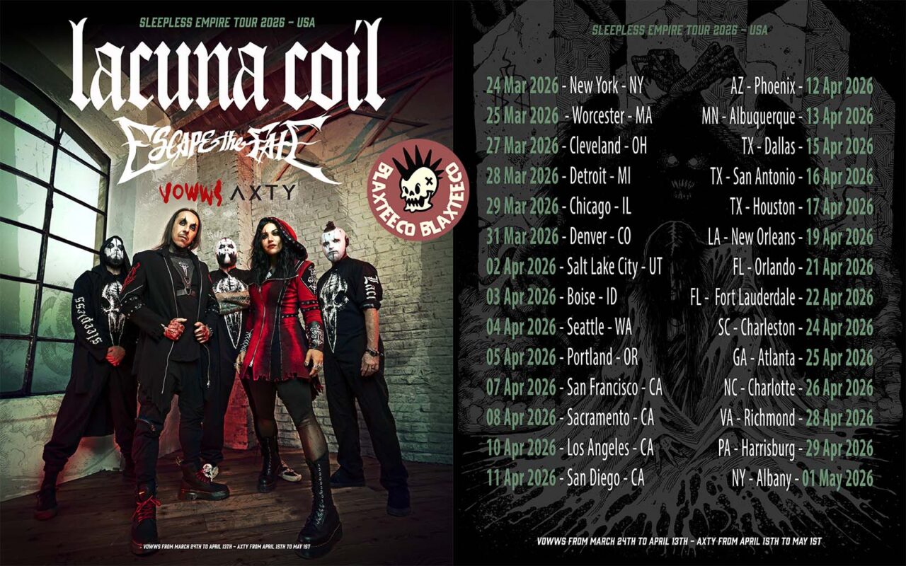 Lacuna Coil Sleepless Empire Tour 2026 USA Dates, Cities, Lineup, Venues & Complete Fan Guide